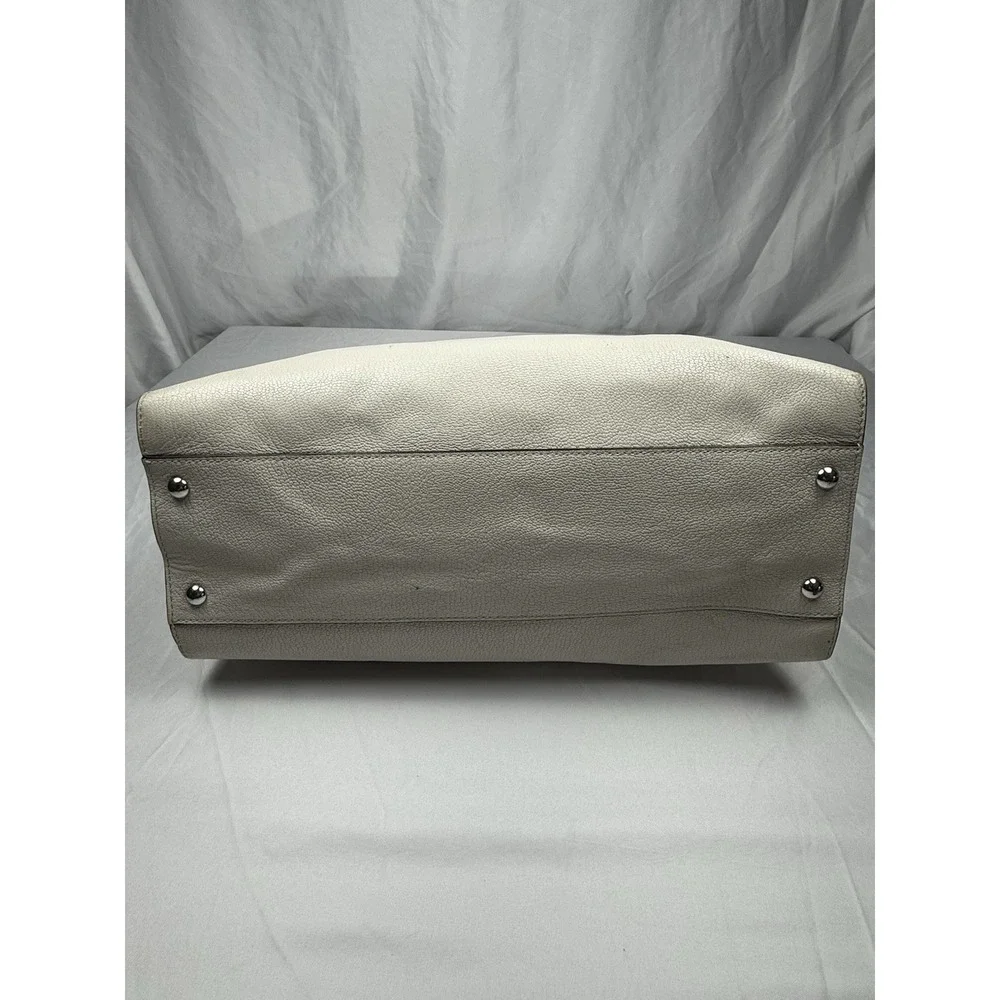 Michael Kors Hamilton Large Pebbled Leather Satchel Tote Bag Ivory Cream